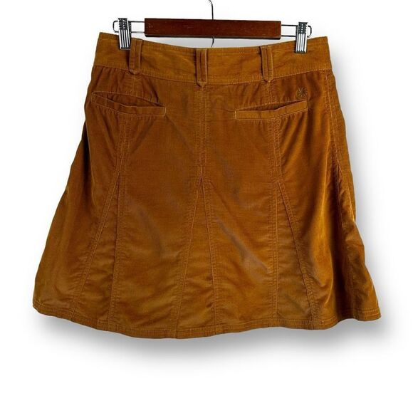 Athleta Women's Size 4 Pleated Corduroy A-Line Flare Mini Skirt Rust Brown - Picture 2 of 11